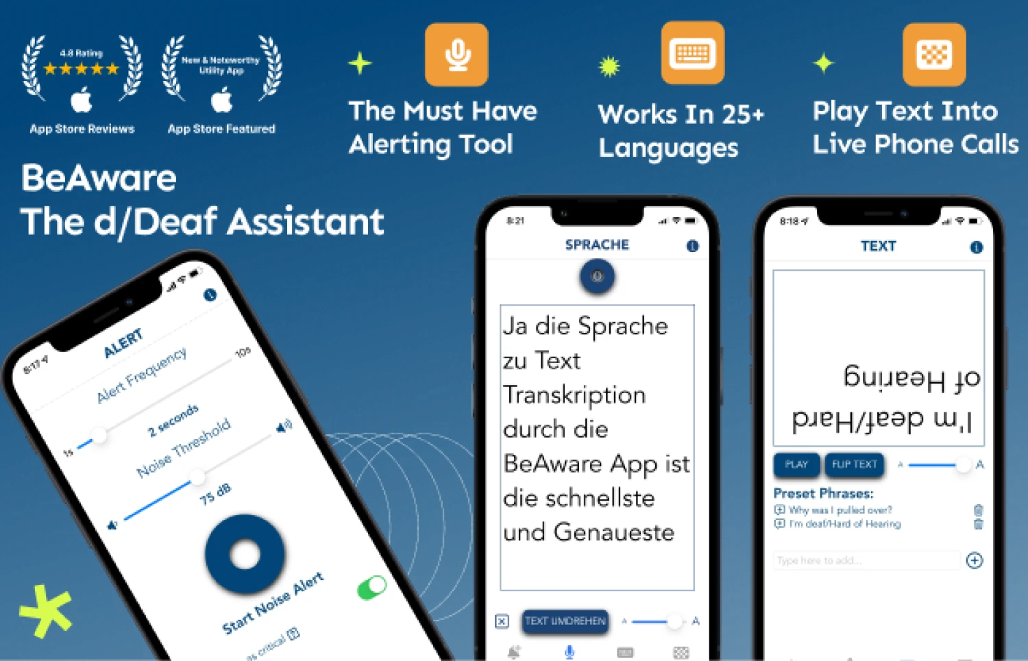 Screenshot of the BeAware app in use