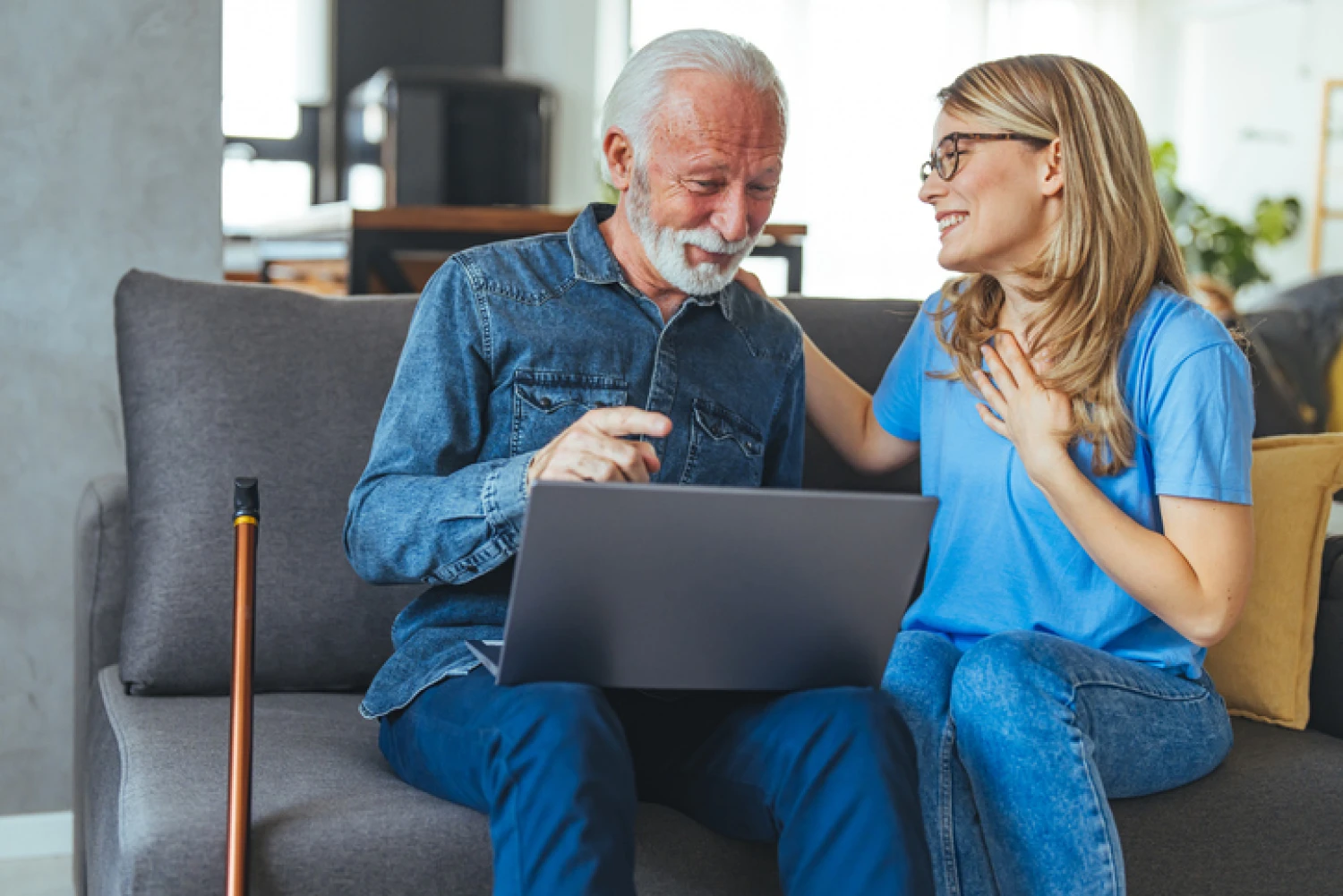 Senior man consulting with caregiver about Level 3 Home Care Packages